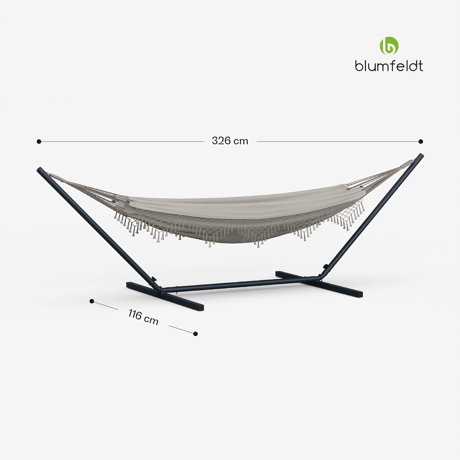 Blumfeldt SwayStation Hammock | Indoor & Outdoor 100kg Capacity | Cream 320cm