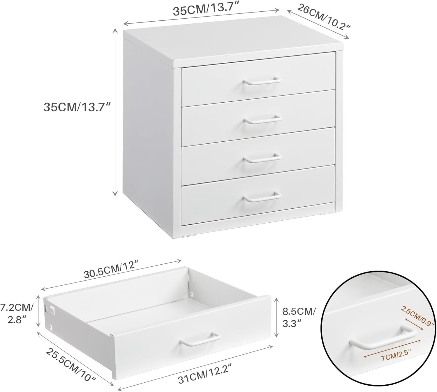 Desktop A4 Filing Cabinet 4 Drawer Metal Storage Organizer Office Unit
