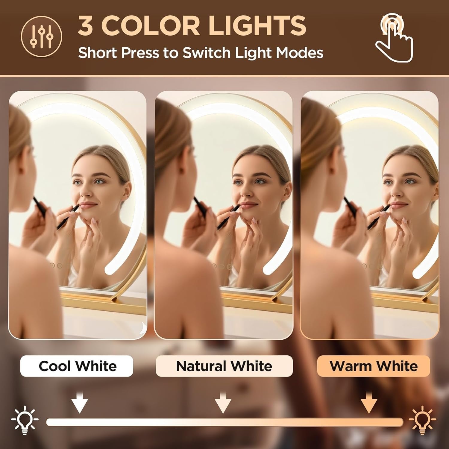 Hollywood Vanity Mirror with LED Lights, 23"x18", 3 Modes, Makeup & Desk