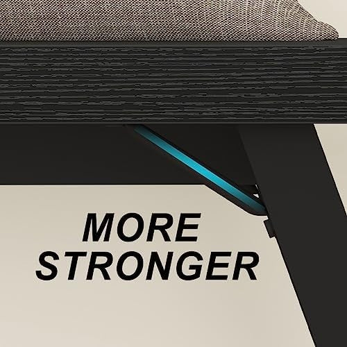 Black Oak Storage Bench Metal Frame Modern Entryway Shoe Rack Seat 119x36x46cm