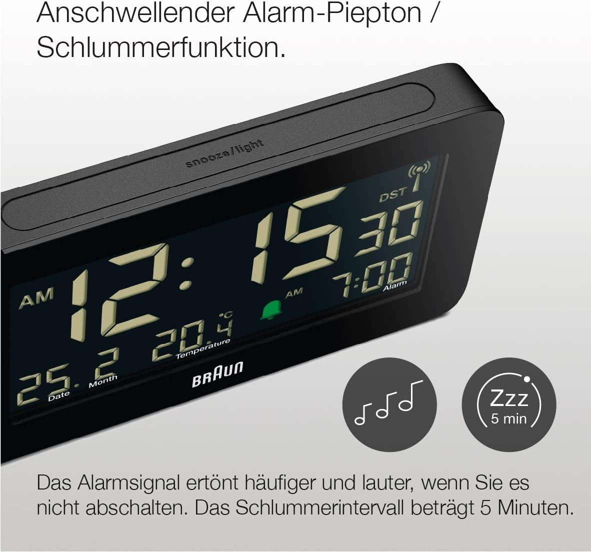 Digital Alarm Clock Large LED Display Temperature Date Radio Control