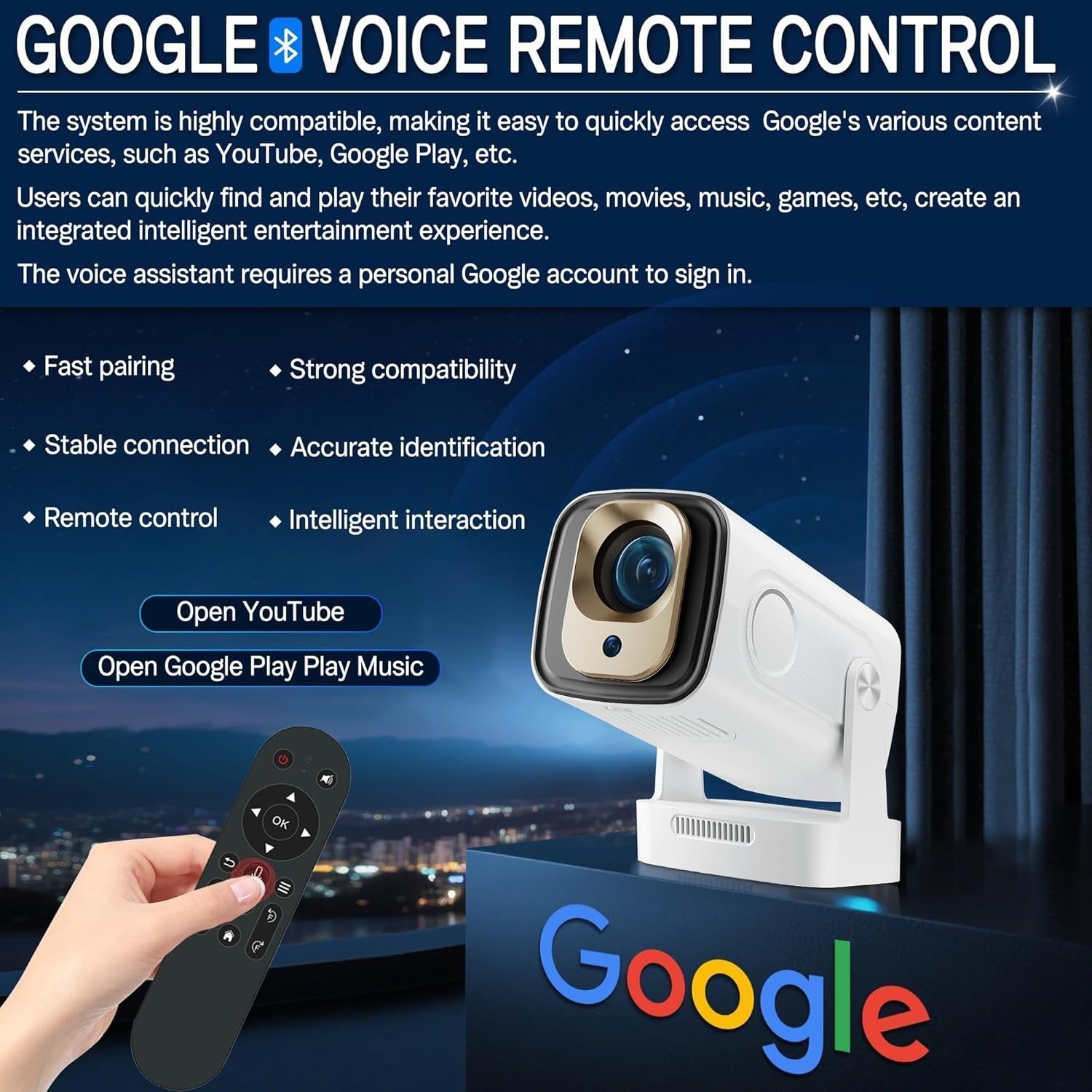 Smart Mini Projector WiFi 6 Bluetooth 4K Support Auto Focus 16000L