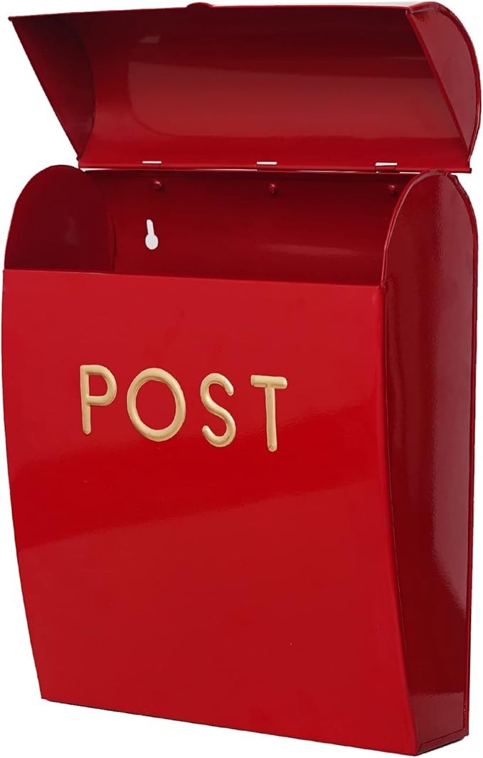 Wall Mounted Red Post Box Large | Weatherproof Mailbox Drop Chute | Easy Install