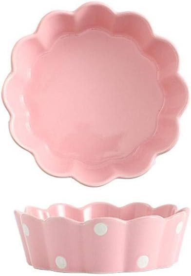 2 Pcs Pink Ceramic Bowls with Lid Microwave Safe Dessert Salad