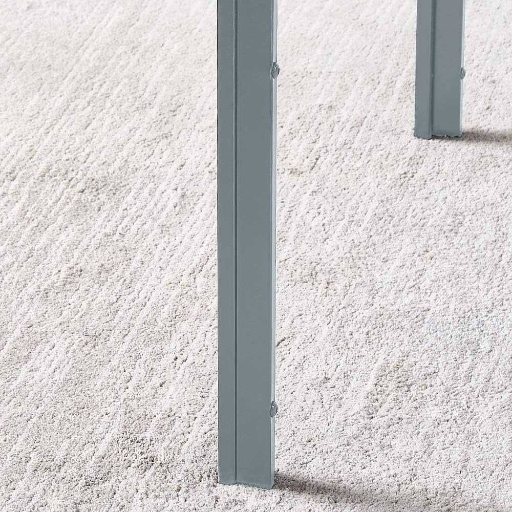 Small Modern Grey Glass Dining Table 75cm Square Tempered Metal Frame