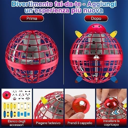 360° LED Flying Boomerang Ball Toy, Rechargeable Hand-Controlled Mini Drone