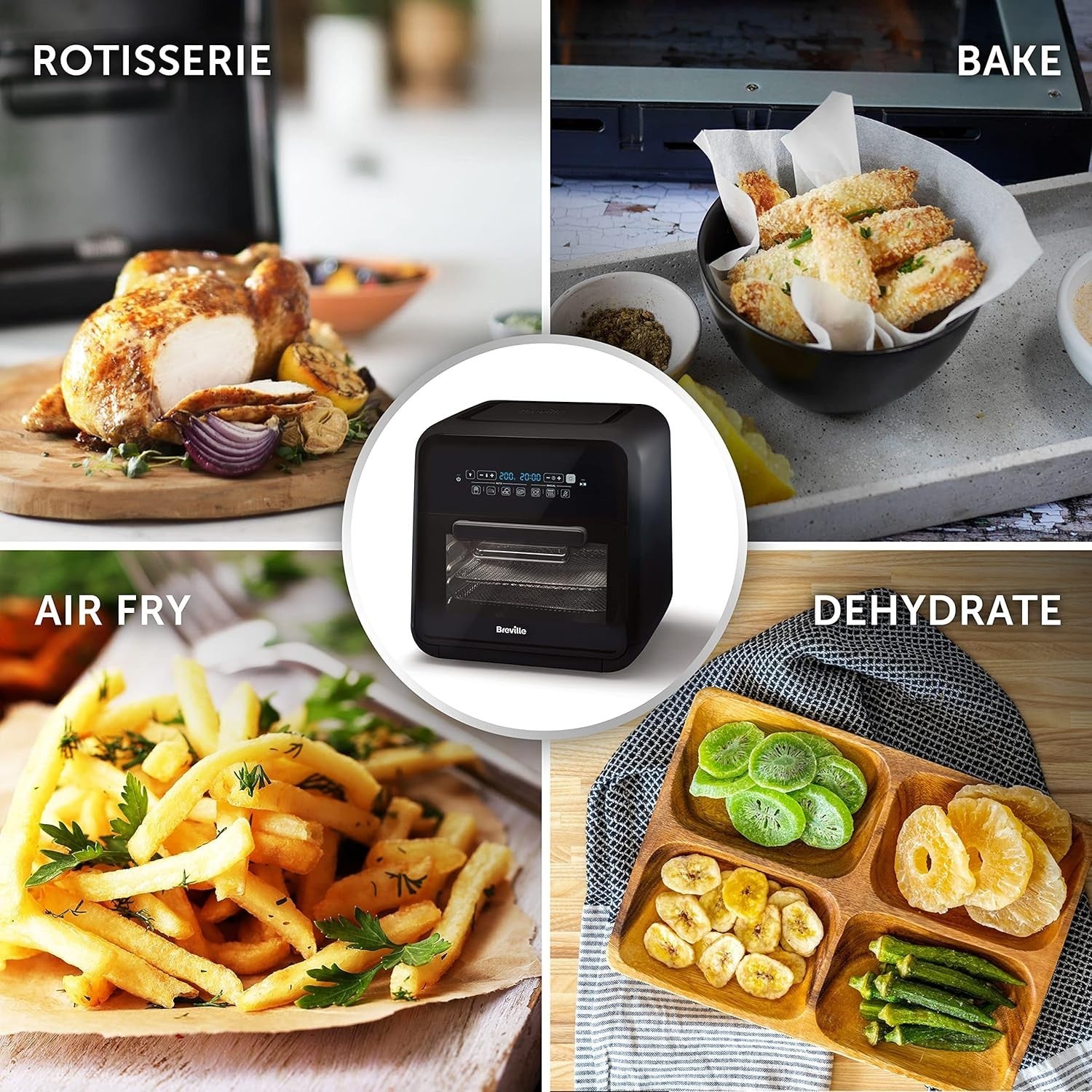 10L Rotisserie Air Fryer Oven Extra Large Digital Fry Bake Dehydrate 2000W