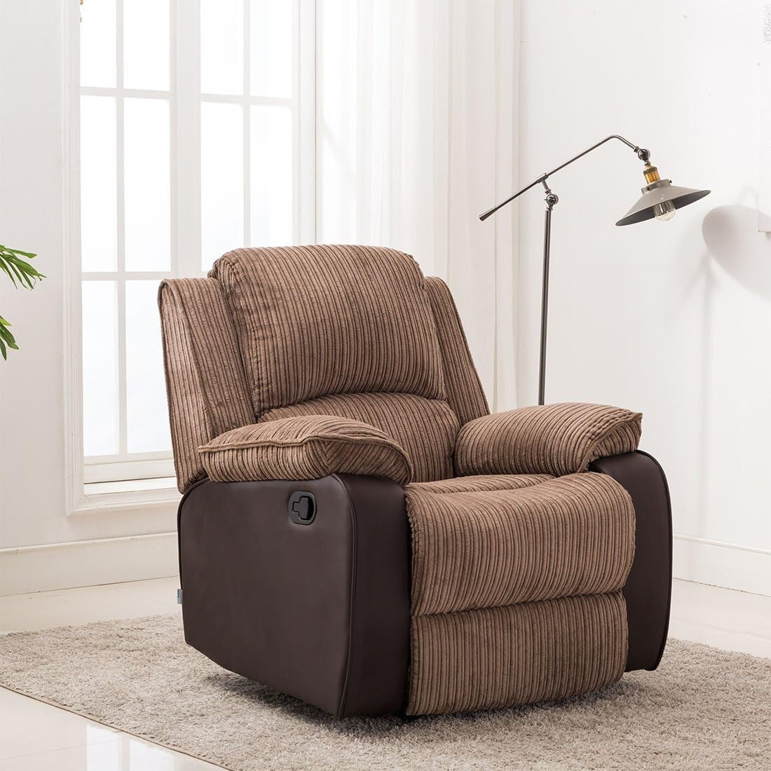 Recliner Armchair Faux Leather Jumbo Cord Lounge Chair for Home Comfort