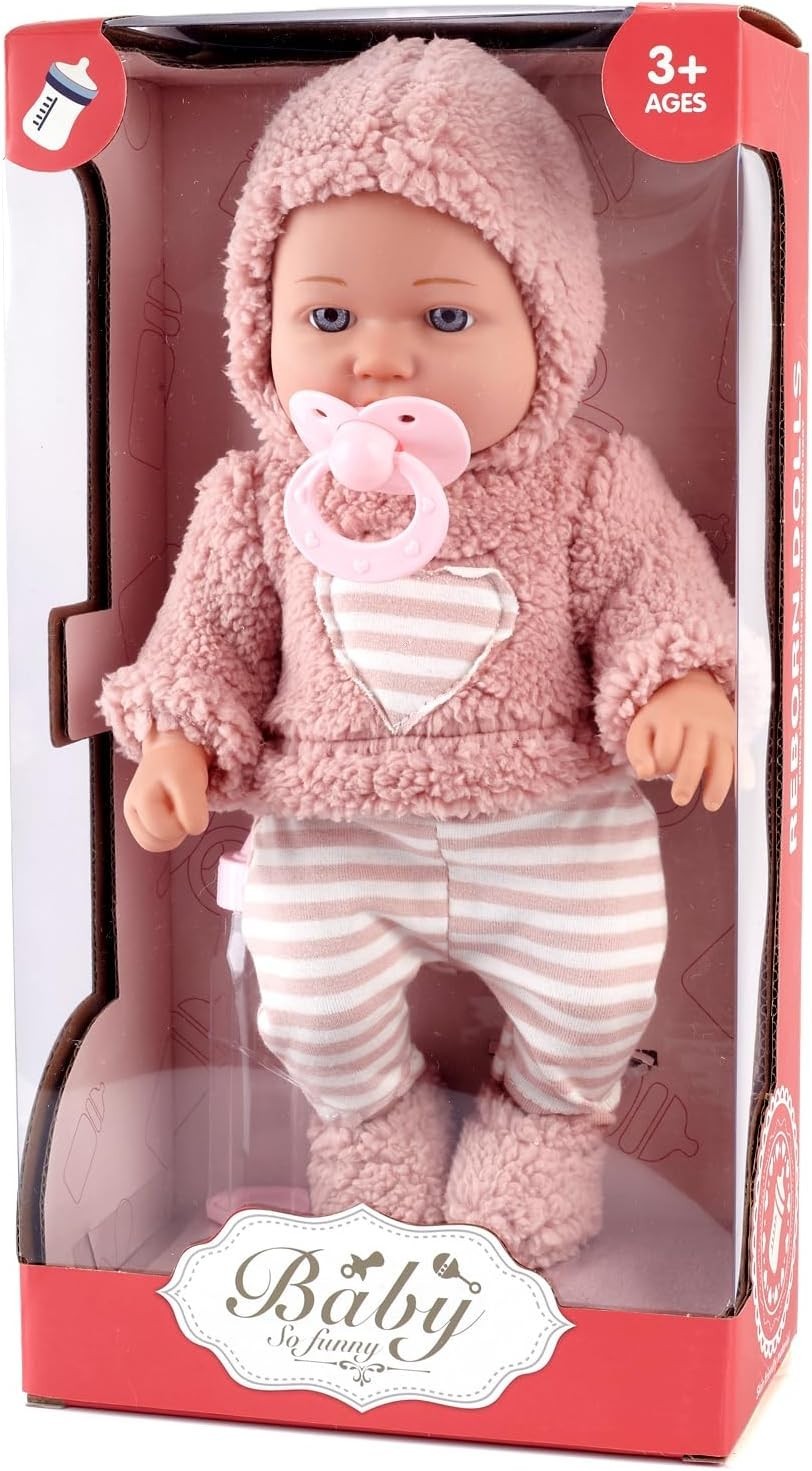12in Baby Doll Set Toddler Toy with Bottle Blanket Pacifier Gift