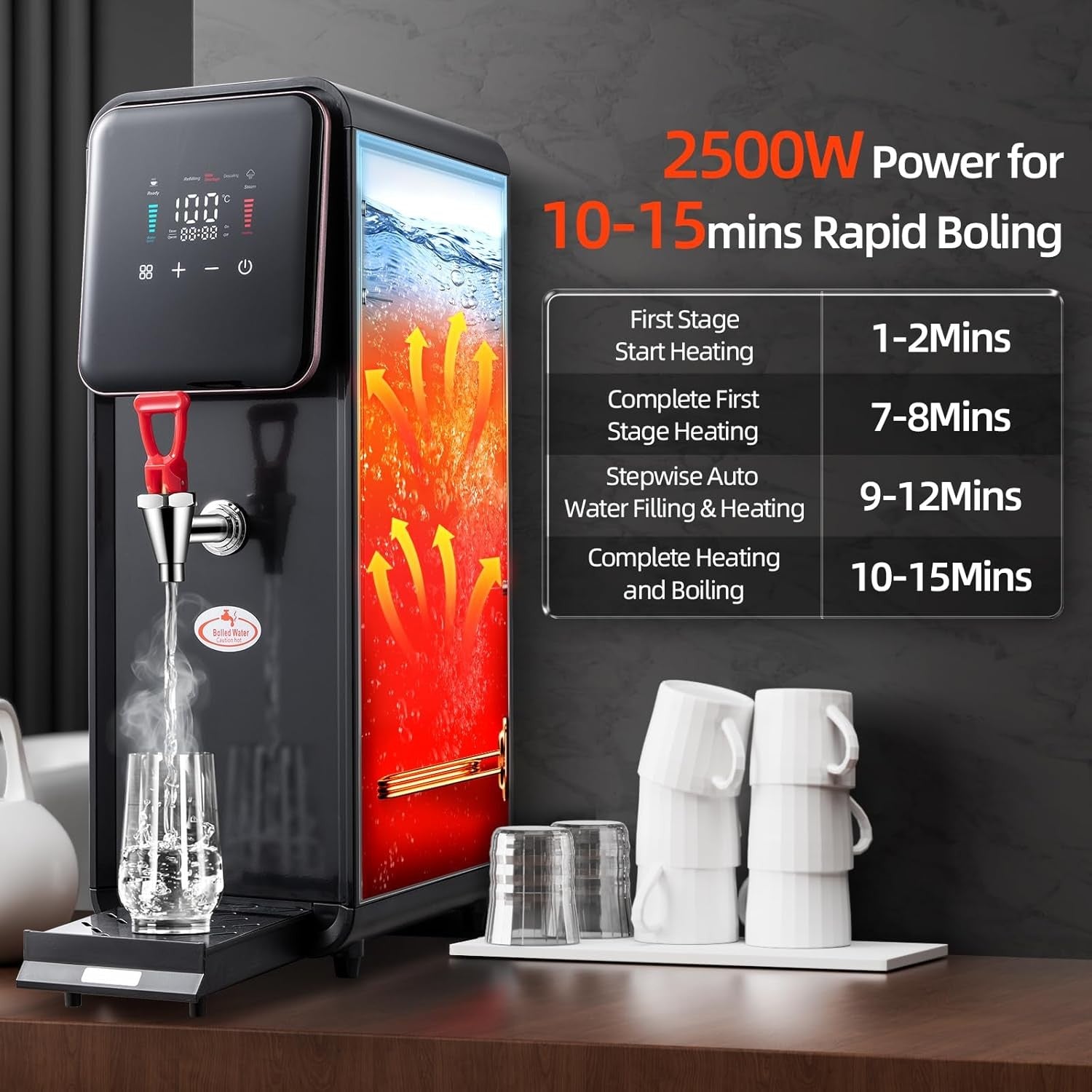 12L Commercial Hot Water Dispenser Stainless Steel Fast Heat Digital Control