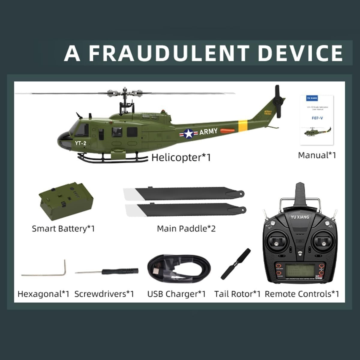 RC UH-1 Helicopter 6CH 2.4G Brushless Flybarless Model RTF for Adults