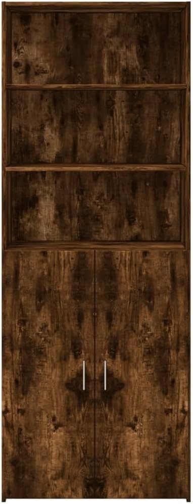 Modern Smoked Oak Storage Cabinet with Doors & Shelves - 80x42.5x185cm