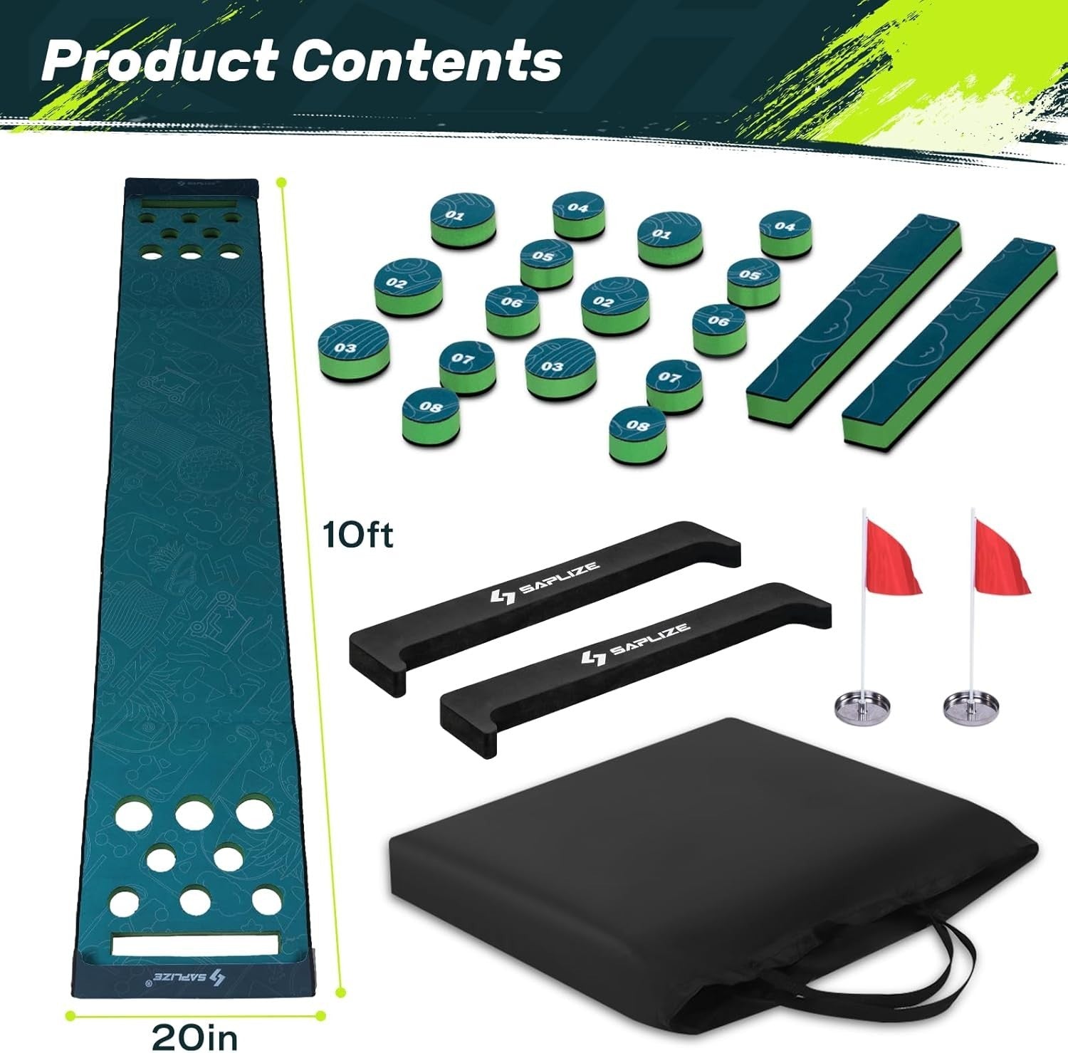 Golf Putting Green Mat Set Indoor Outdoor Practice Trainer Pong Game