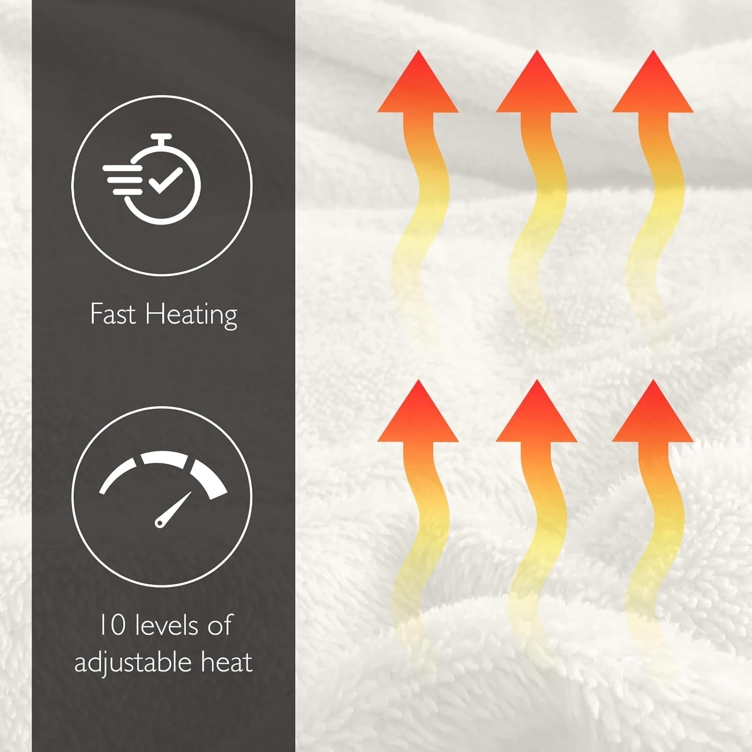 Electric Heated Throw Blanket Fast Heat Flannel Teddy 10 Settings Timer 160x120c