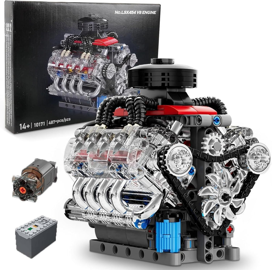 V8 Engine Model Kit 487pcs Buildable Working Motor Toy STEM Gift 10+
