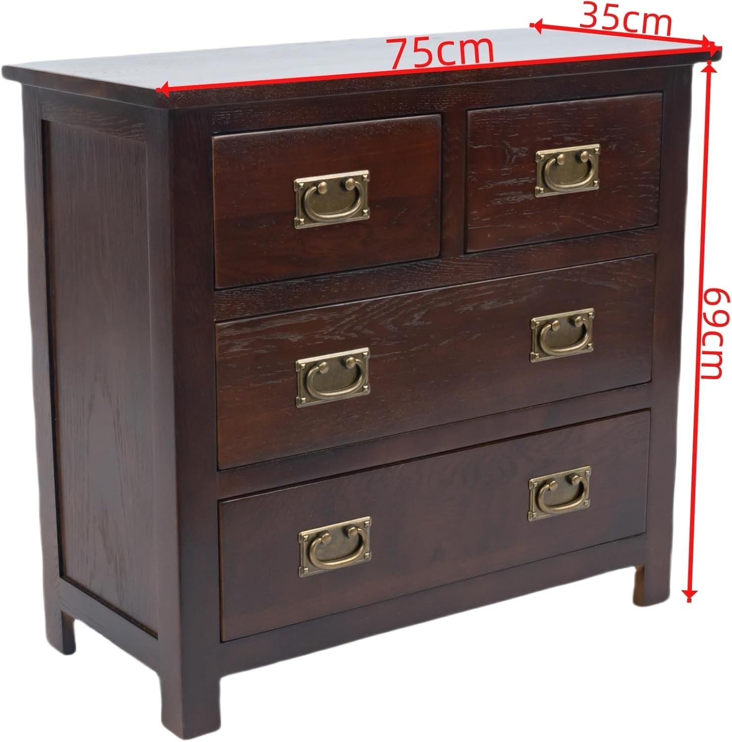 Solid Oak 4 Drawer Sideboard Cabinet Walnut Chest Bedroom Storage Unit