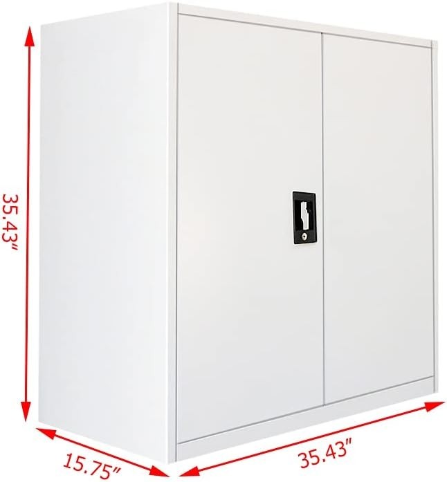 Lockable Metal File Cabinet 3 Tier Storage Cupboard with Shelves Office