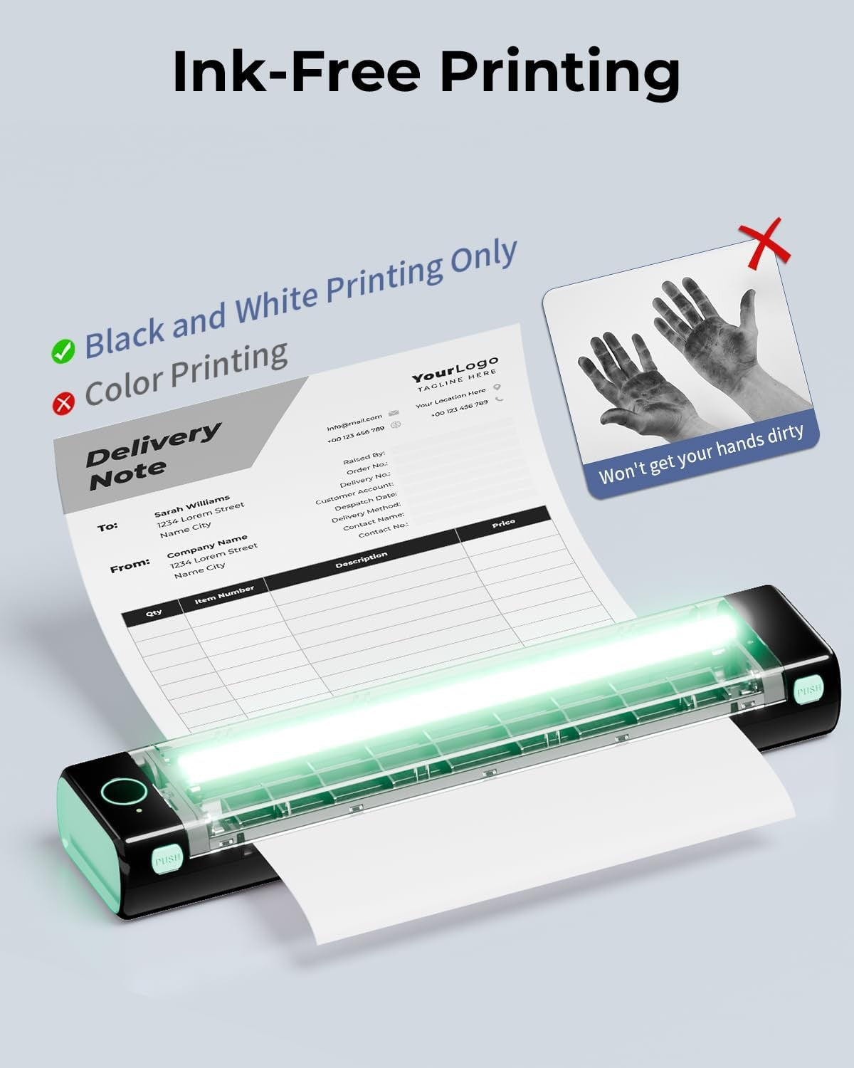 Portable Bluetooth Thermal Printer A4 Inkless Mobile Printer