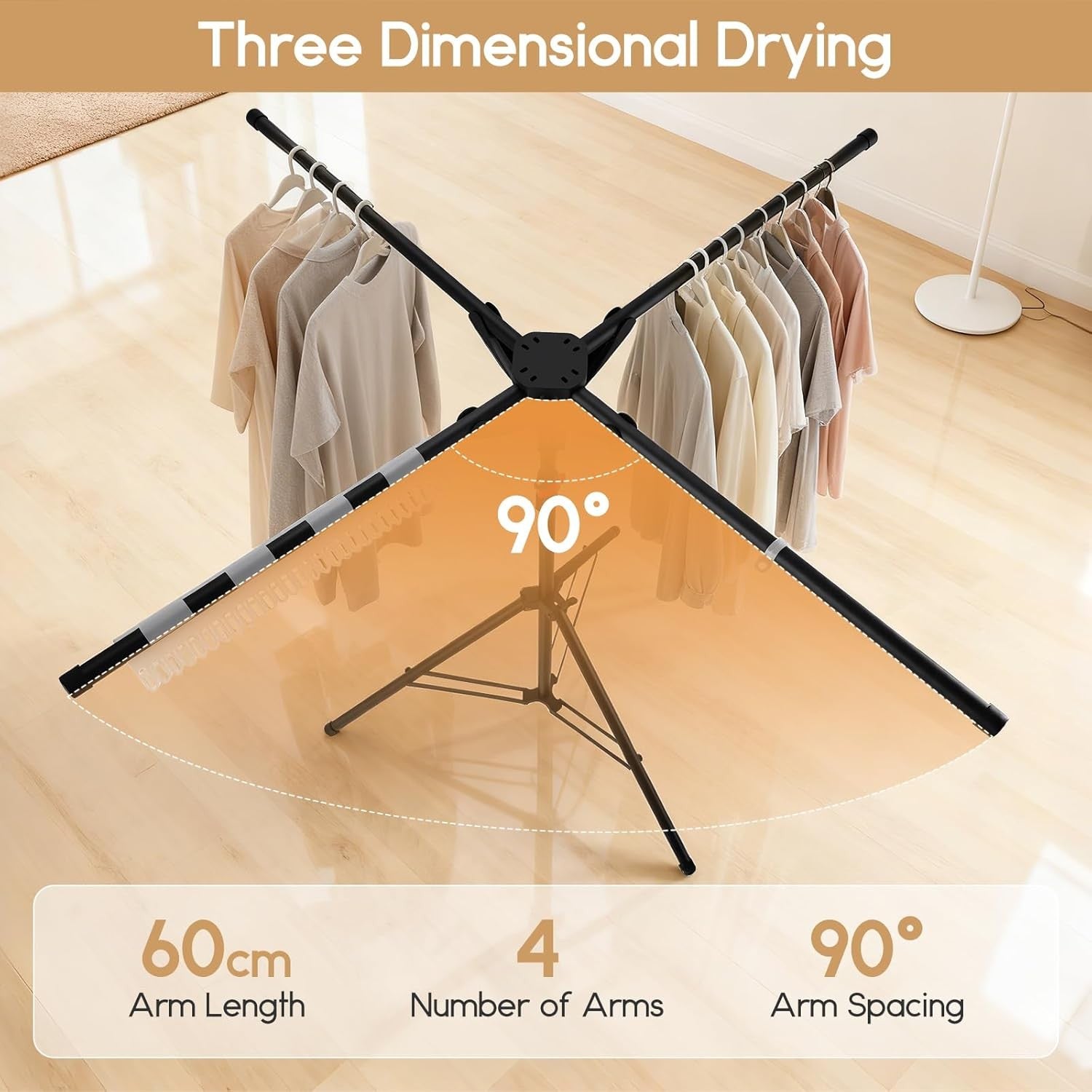 Adjustable Clothes Airer Drying Rack Folding Height Adjustable Space Saving