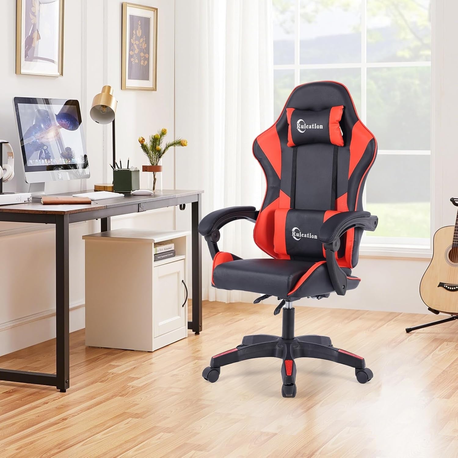 Ergonomic Gaming Chair Reclining Office Desk Chair Lumbar Support Red