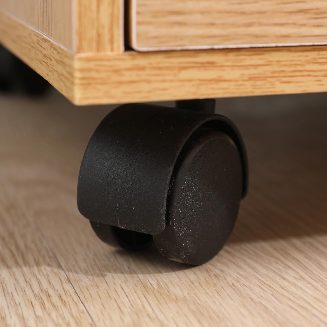 Oak Rolling Lockable Drawer Cabinet 3 Tier Under Desk File Storage