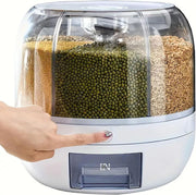 6 Compartment Rotating Grain Storage Container 360° Dispenser