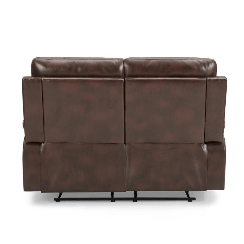Brown Faux Leather 2 Seater Recliner Sofa Manual Padded Armchair UK