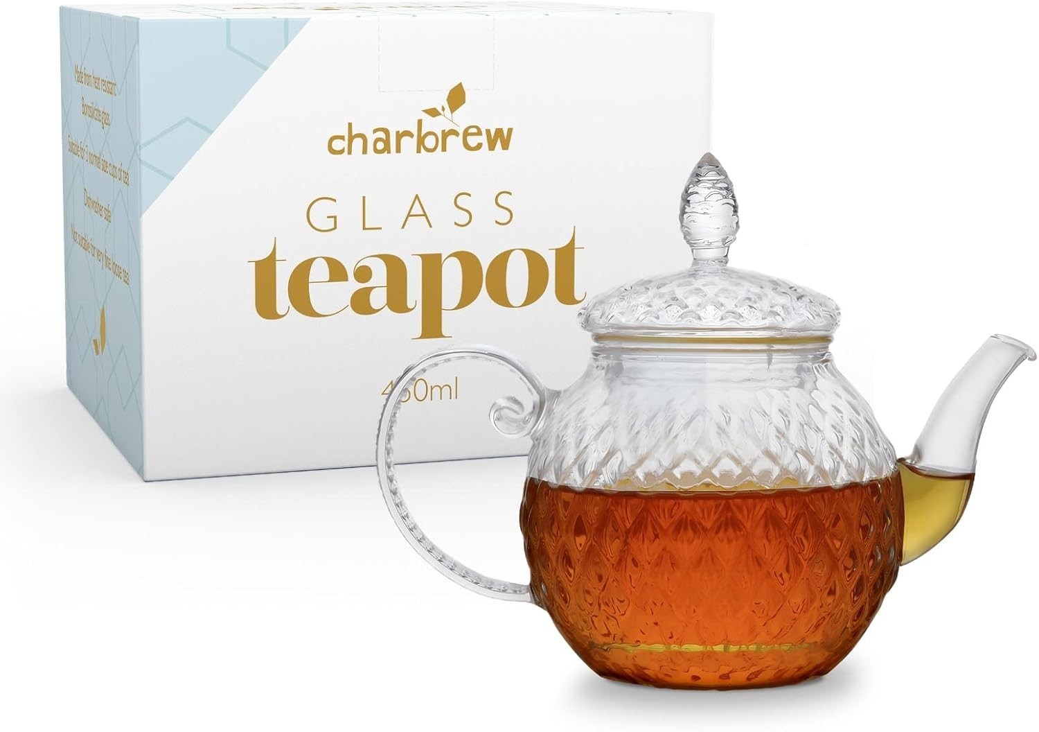 450ml Glass Teapot with Infuser Borosilicate Tea Pot Loose Leaf Tea