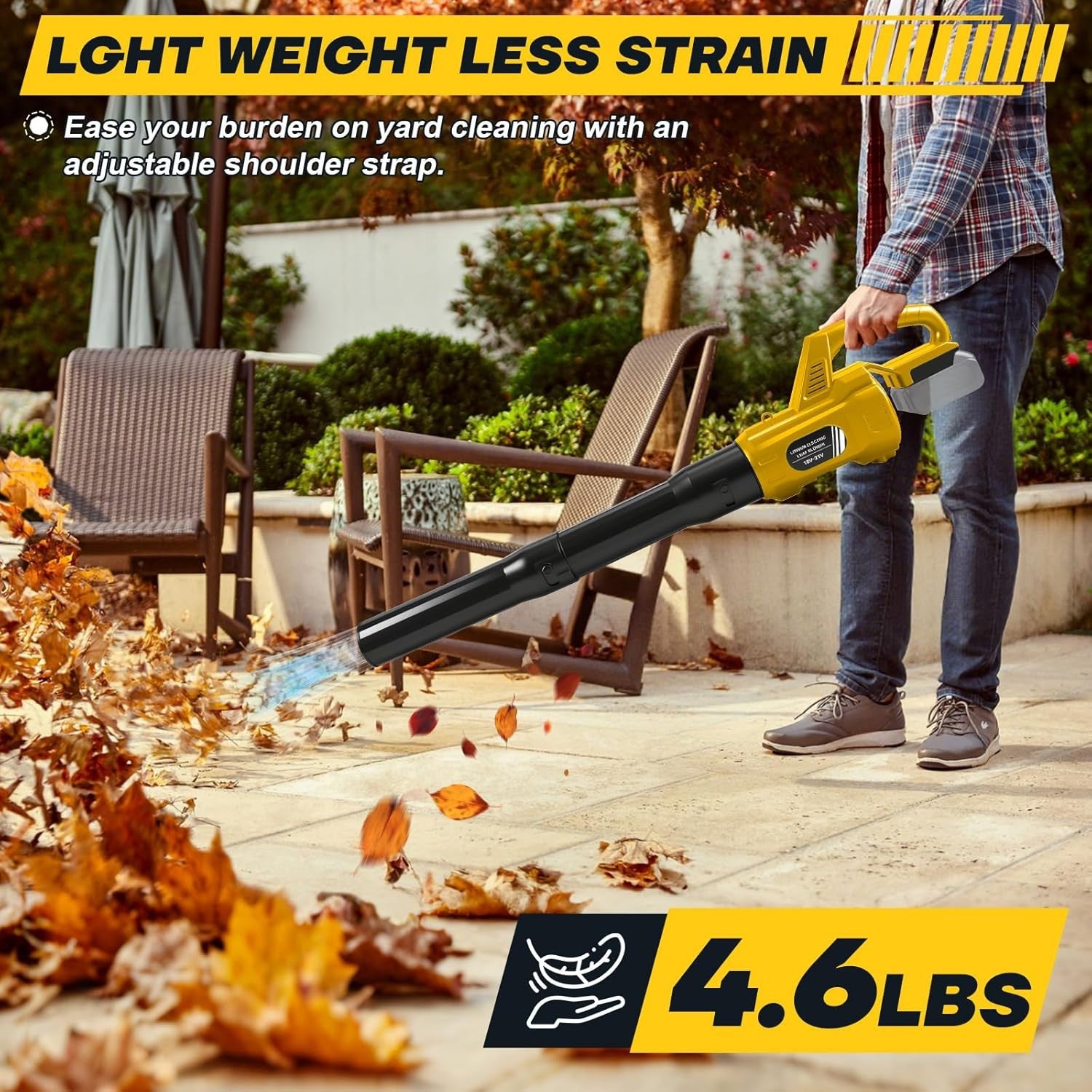 20V Cordless Leaf Blower Turbo Boost Variable Speed Lightweight Garden