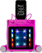 Bluetooth Karaoke Machine 10W with 2 Mics LED Light Party Speaker