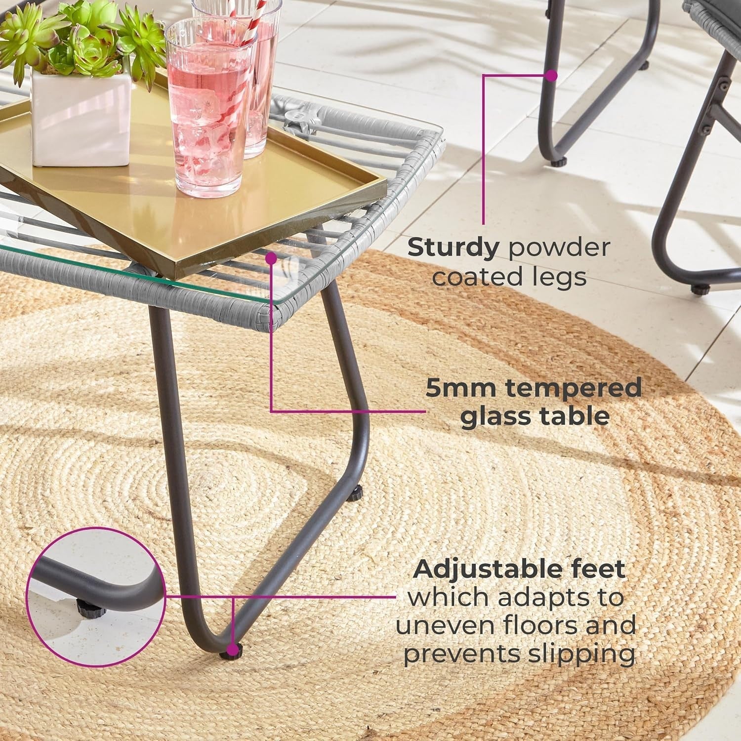 Rattan Garden Furniture Set Grey 4 Seater Patio Sofa Table Chairs