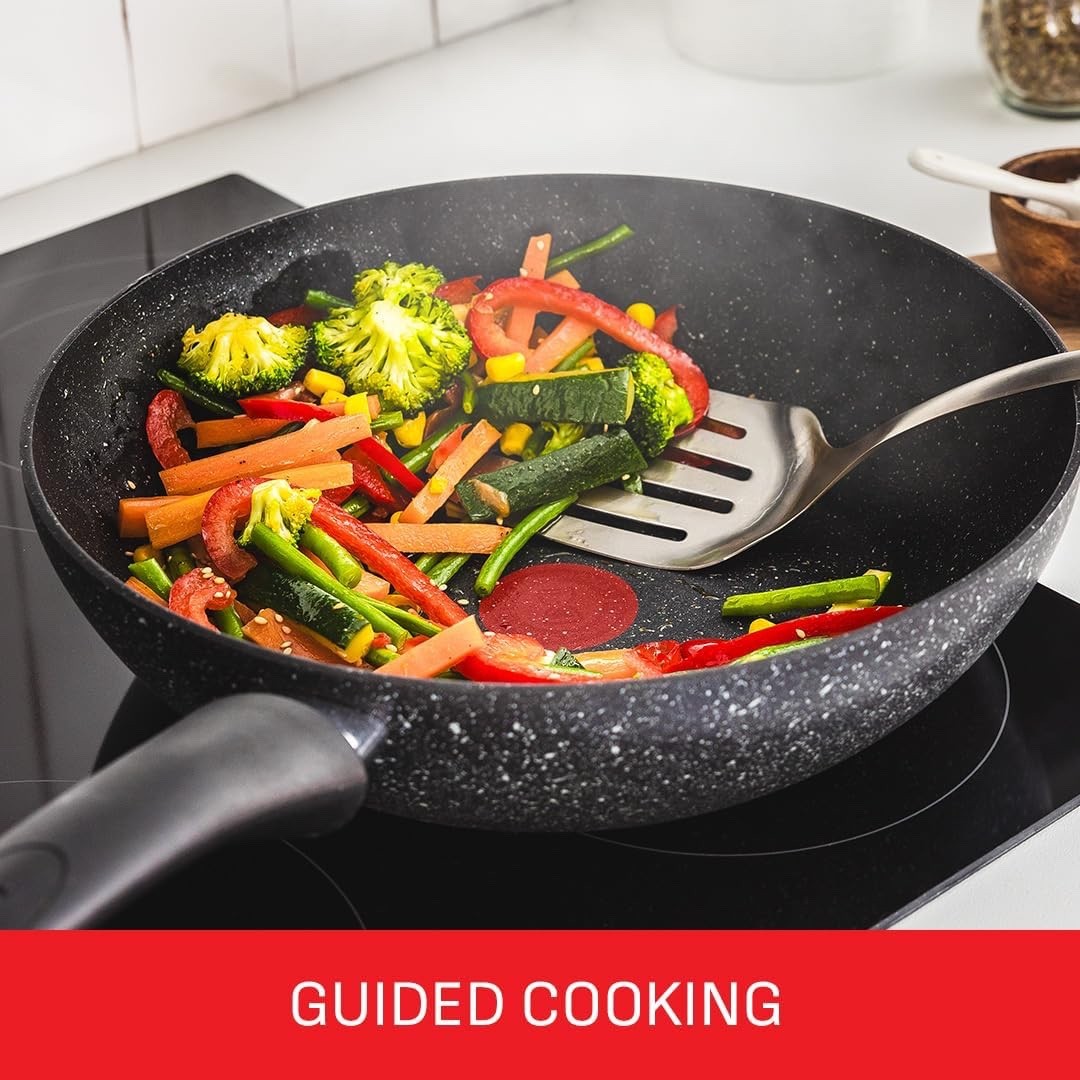5pcs Stone Non Stick Cookware Set – Glass Lid Pots & Frying Pans, PFOA Free