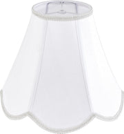 White Scalloped Bell Lamp Shade Medium Spider Fit Faux Silk Table Floor