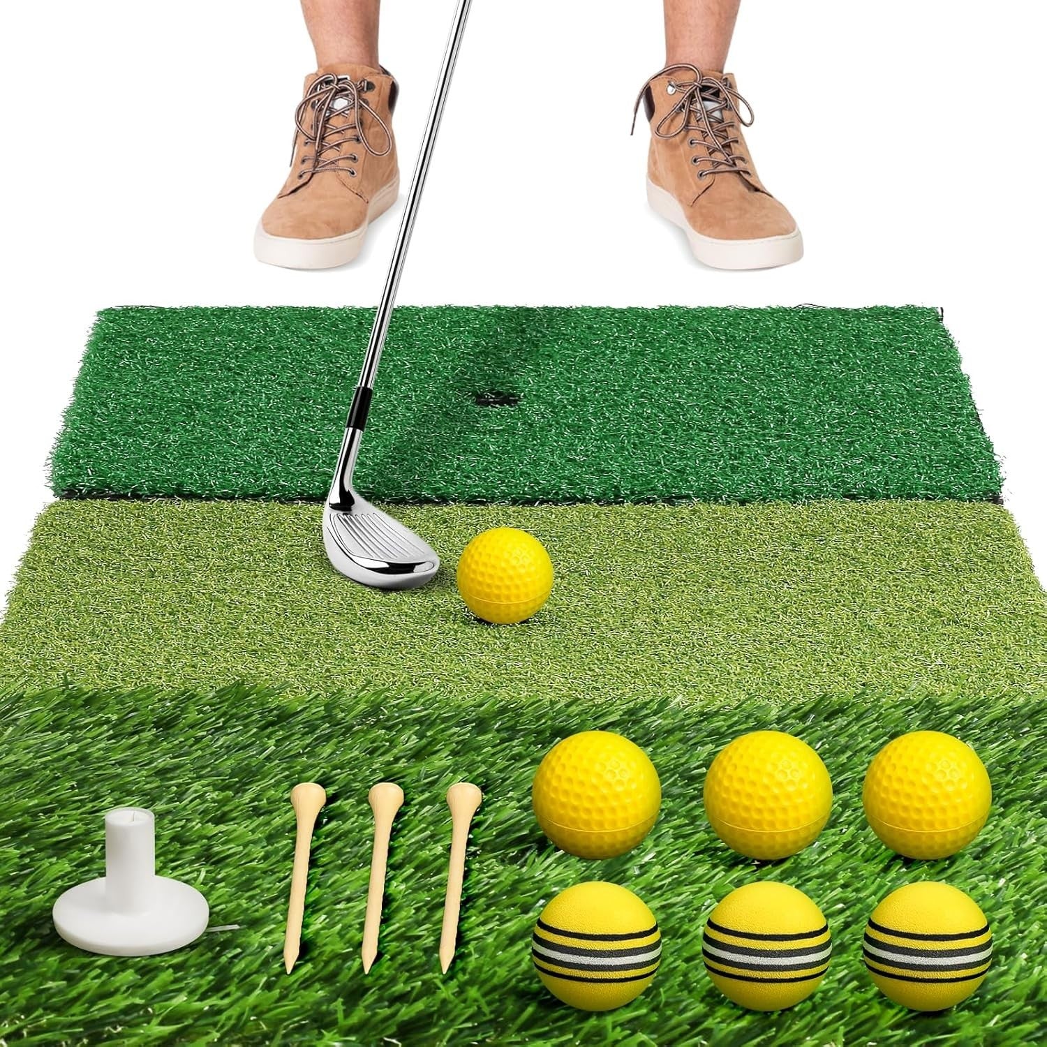 Golf Hitting Mat Practice Turf Indoor Outdoor Training Pad with Tees
