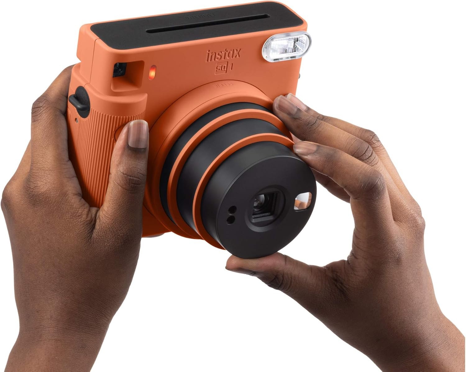 Square Instant Camera Orange 10 Shot Film Selfie Mode Auto Exposure