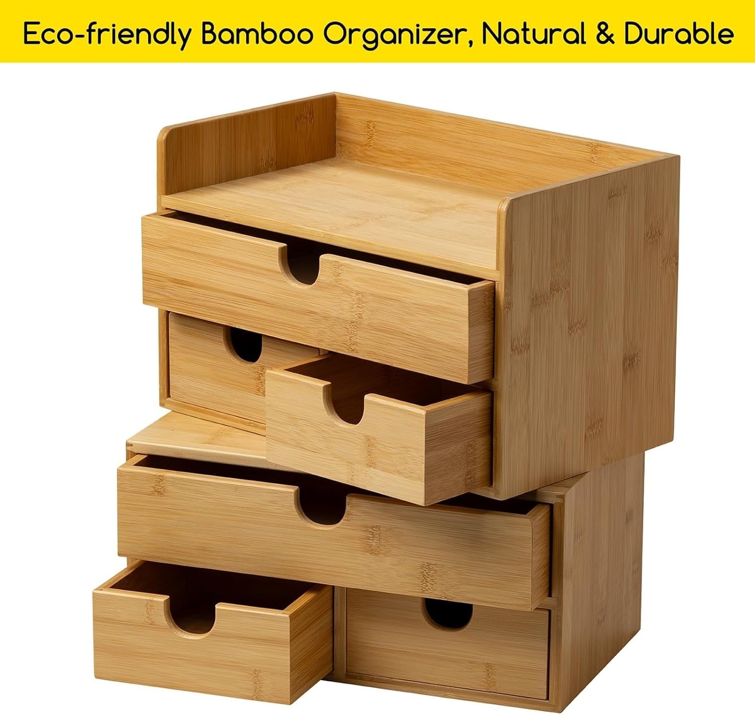 Desk Organizer 3 Drawers Bamboo Storage Box Desktop Storage Shelf