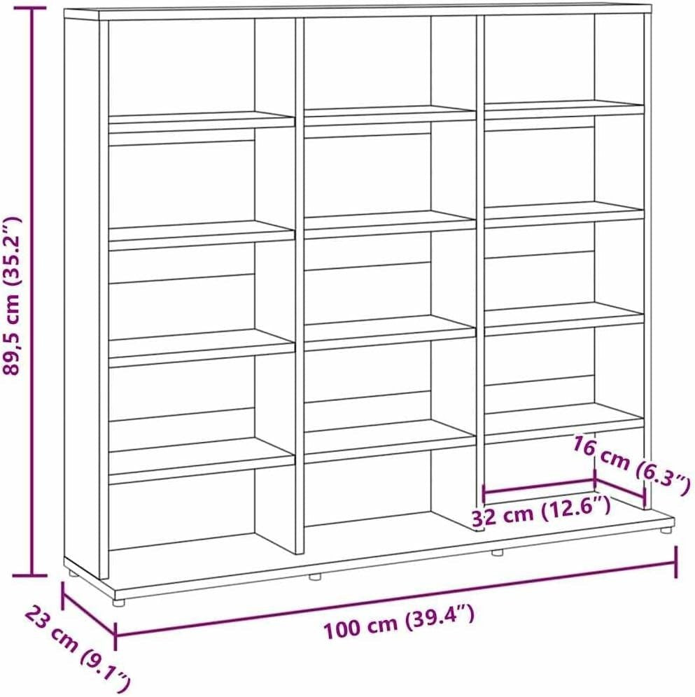 Grey CD DVD Storage Cabinet Media Organizer Shelf Unit 100cm Bookcase