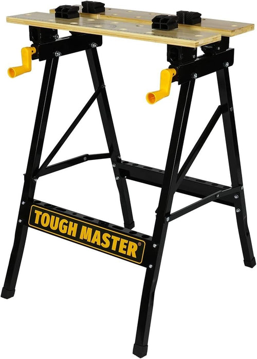 Foldable Workbench 100kg Steel Frame Bamboo Top Clamping Table Portable