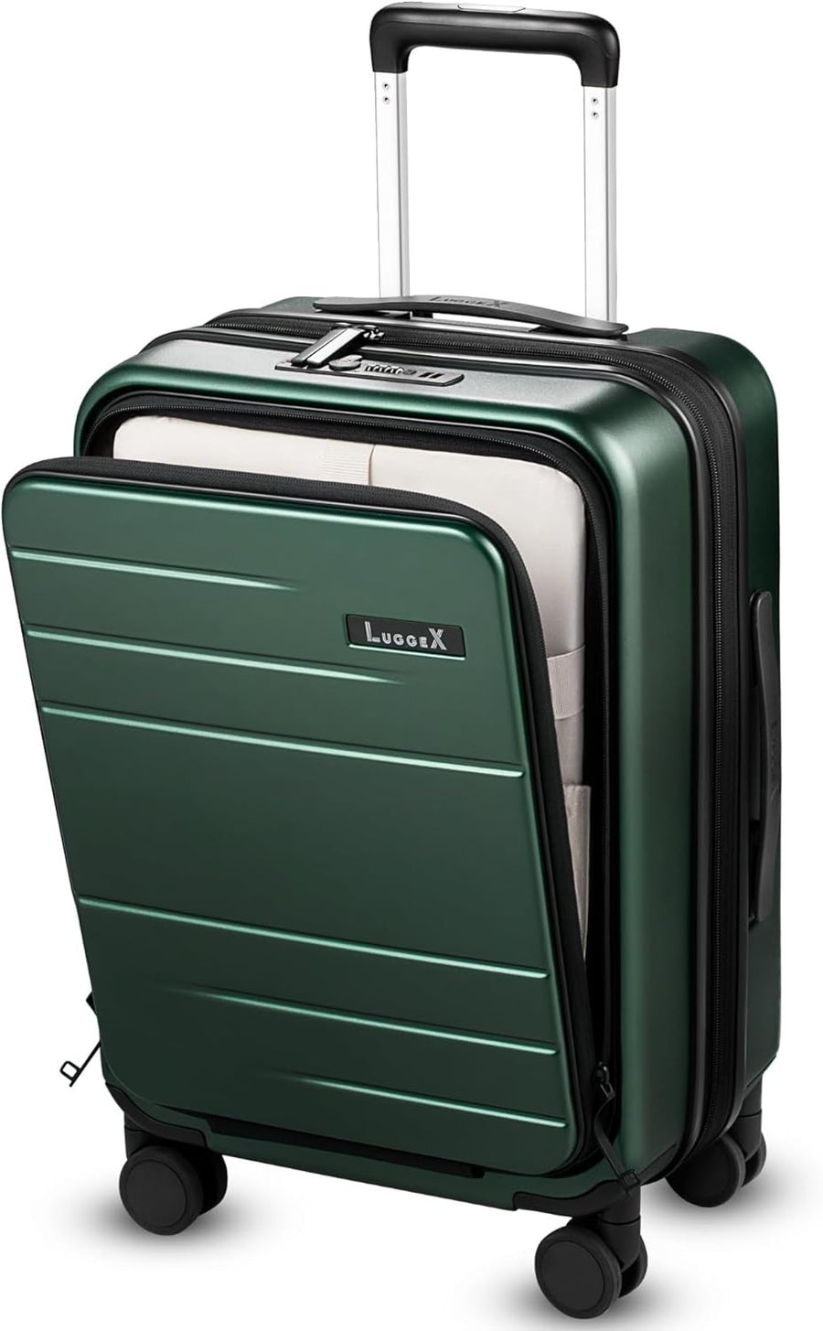 Expandable Cabin Suitcase Laptop Pocket Hard Shell TSA Spinner 56cm