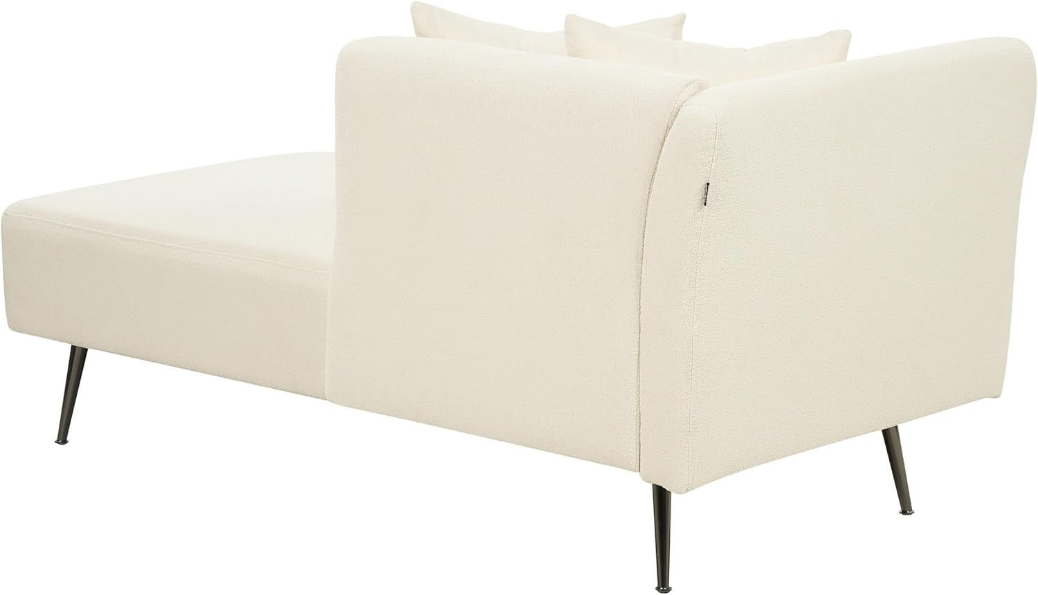 Modern White Boucle Chaise Lounge Left-Hand Sofa with Cushions 77cm Deep