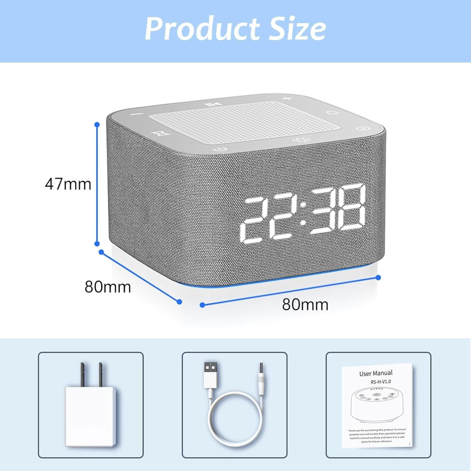 White Noise Machine with 32 Soothing Sounds, 8-Color Night Light