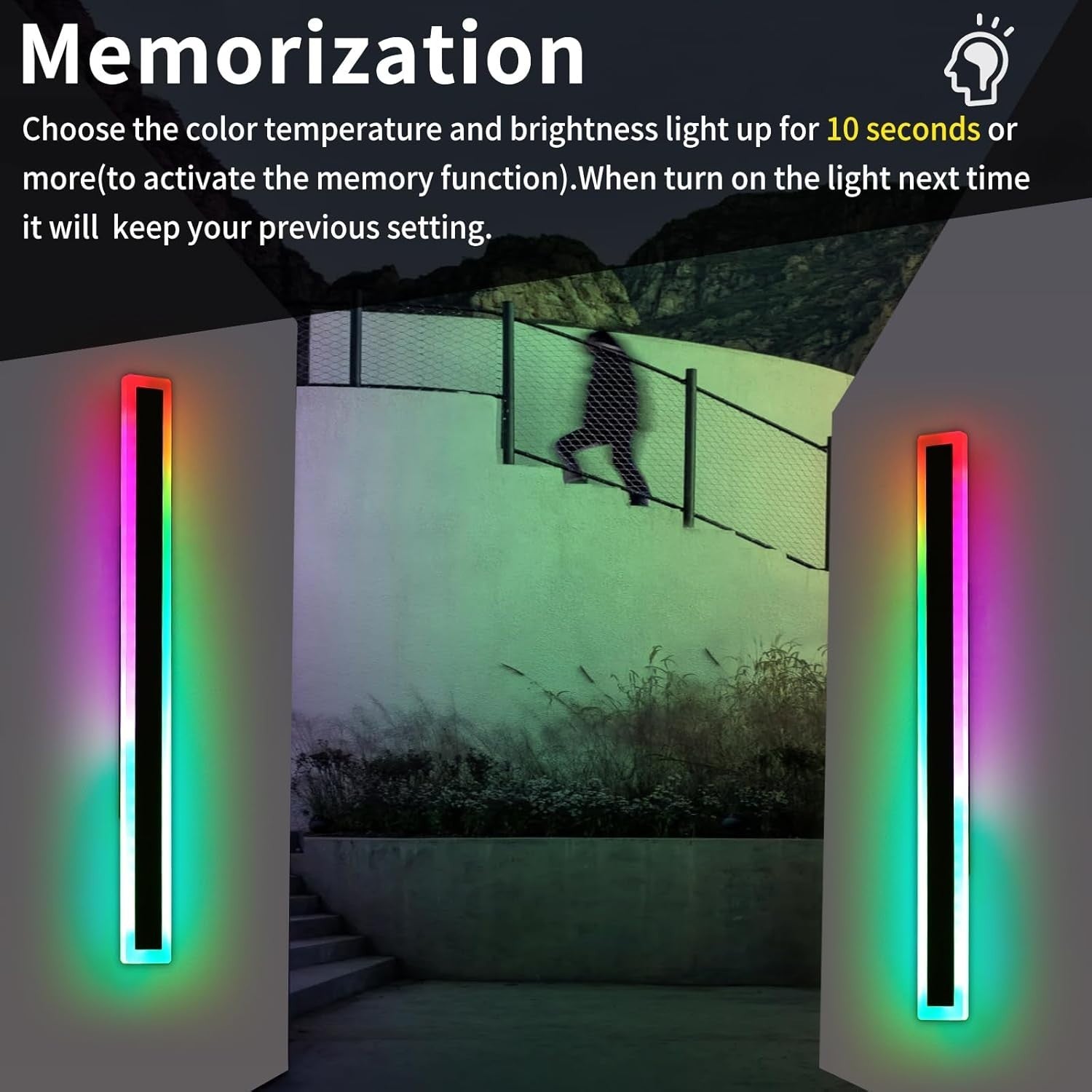 RGB Outdoor Vertical Wall Lights 2Pack 100CM LED Color Changing Dimmable