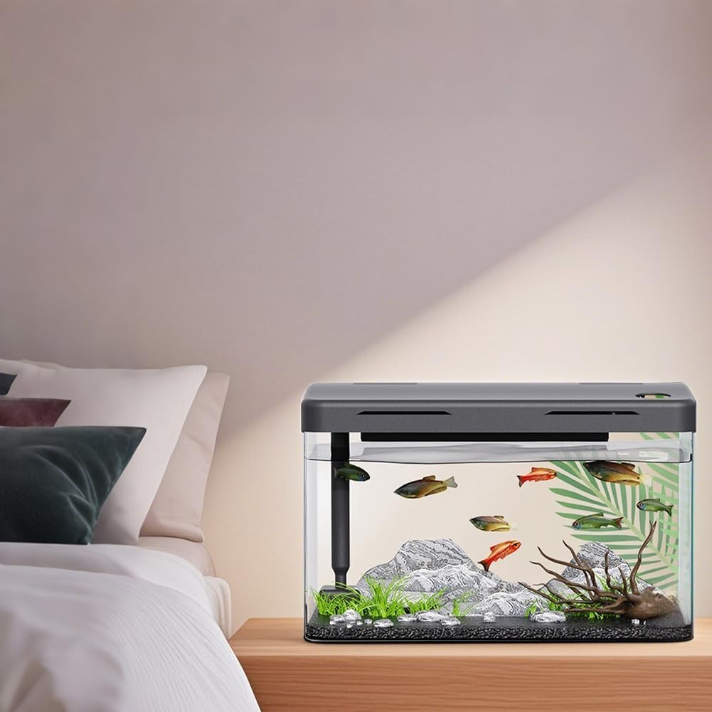 12L Acrylic Fish Tank with LED Light Filter Oxygen Pump Mini Aquarium