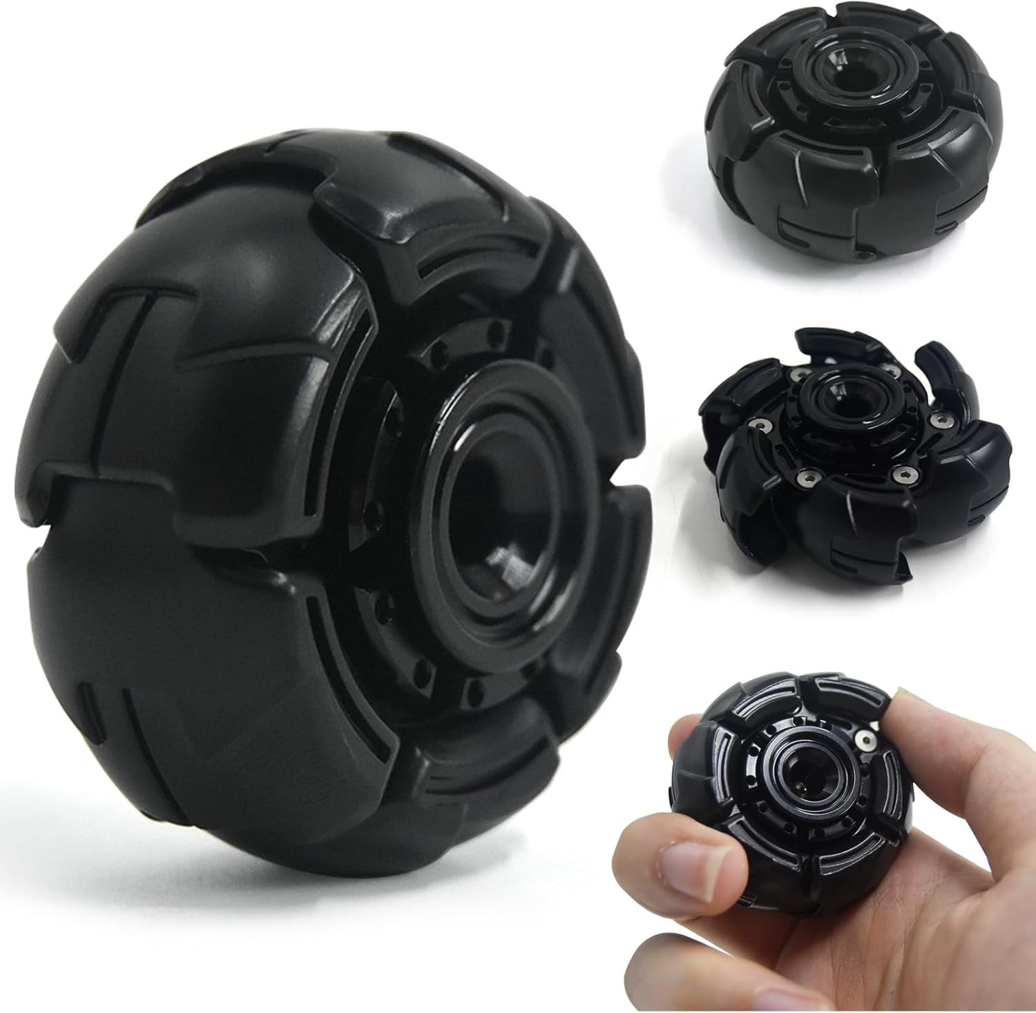Black Metal Open Shell Fidget Spinner Smooth Spin EDC Stress Relief