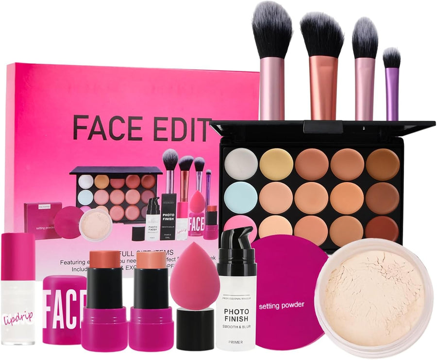 All in One Makeup Kit 15 Color Concealer Palette 11pc Set