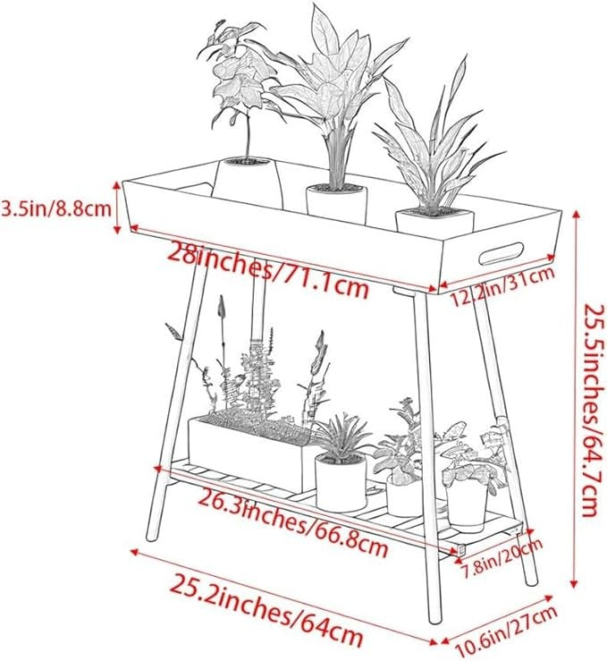 Metal Plant Stand with Tray Indoor Outdoor Waterproof Planter Shelf White