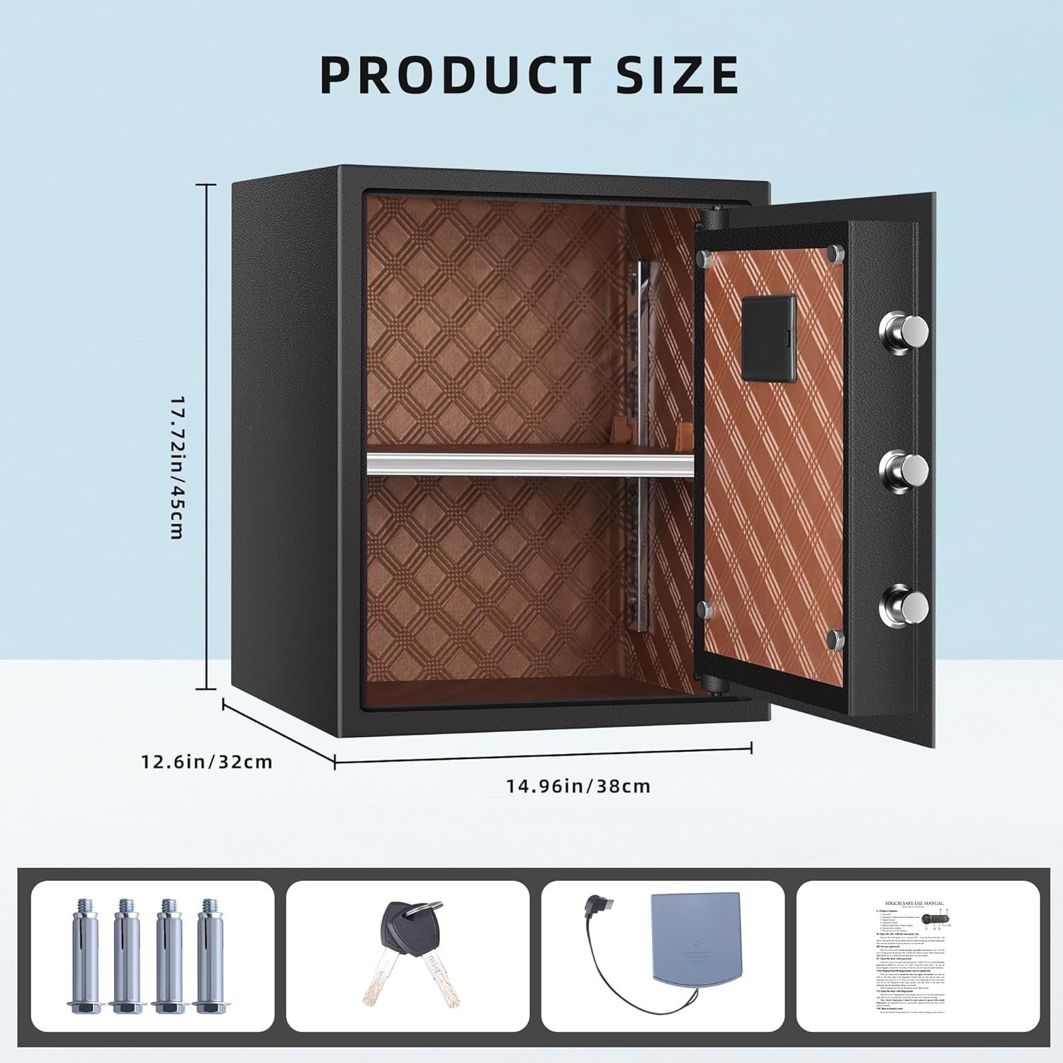 50L Biometric Fingerprint Safe Digital Keypad Cash Document Security