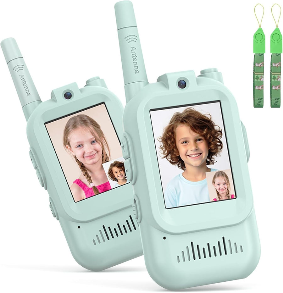 Video Walkie Talkies for Kids Long Range 2 Way Radio Toy 2 Pack Green