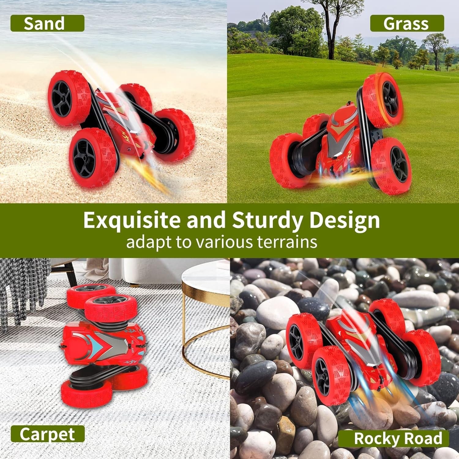 4WD RC Stunt Car, 360° Flips Rotating Remote Control Car 2.4GHz Toy Gift for Kid