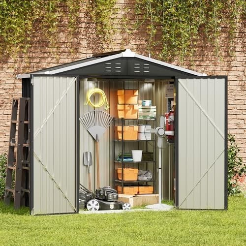Metal Garden Storage Shed 6x4ft Waterproof Outdoor Tool & Bike Shed with Lock